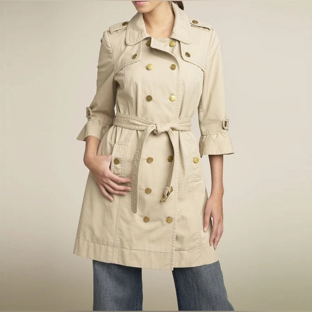 Juicy Couture Beige Trench Coat with Gold Accents